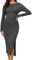 Famulily Women Sweater Shirt Dress Ribbed Long Sleeve Slim Fit Pullover Dresses Winter Warm Long Dress Dark Grey XL