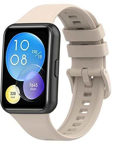 Wownadu Pulseras Compatible para Huawei Watch Fit 2 / Active/Elegant Correa Silicona Reemplazo Correas Blanco Lunar (Sin Reloj)