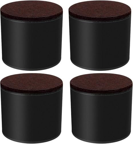 4 x Rehausseur de meubles en acier au carbone autocollant - Rehausseur de lit - Pieds d'éléphant pour lit, pieds de table, meubles, rond (5cm,Schwarz)