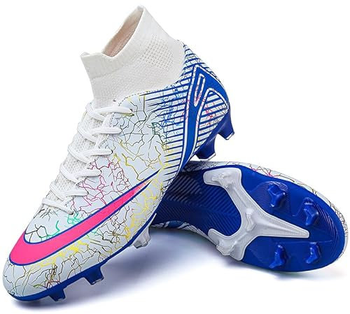 situkeke Herren Fußballschuhe High Top Spikes Fussballschuhe Jugendliche Cleats Professionelle Athletics Trainingsschuhe Outdoor Sport Blau 40 EU