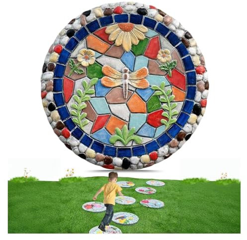 Marchepieds Ronds Pour Le Jardin Pavé Décoratif En Résine Pour Le Jardin, Pavés De 13 Pouces Plus Épais Pour Allée De Jardin Pavé De Marche Pour Cour Emulational Outdoor Lawn Decoration Stones(Style B