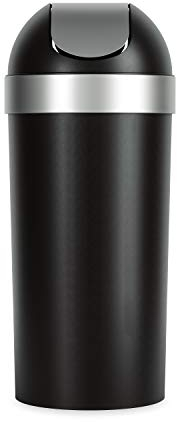 Umbra Cubo de basura con tapa basculante, 62 L, plástico, negro/níquel