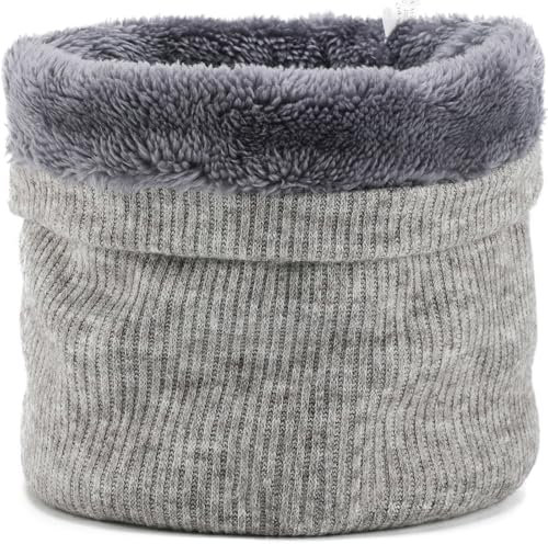 BARFULKER Winter Halsschlauch Herren Damen Warm Gefüttert Strickschal - Schlauchschal Halswärmer Gesichtsschal Fleece Loop Schal Winddichte Gesichtsmaske,Hellgrau