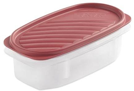 TATAY Contenitore per Alimenti, Ermetico, Capacità 0,5L, Coperchio a scatto flessibile, senza BPA, Adatto al microonde e alla lavastoviglie, Rosso mirtillo. Dimensione: 18,4 x 9,7 x 6,1 cm