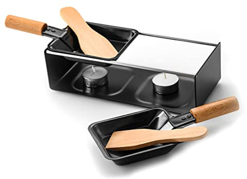 KICHOUSE Mini Plancha Portátil para Derretir Queso Bandeja Antiadherente para Barbacoa con Mango de Madera para Pícnic al Aire Y Camping