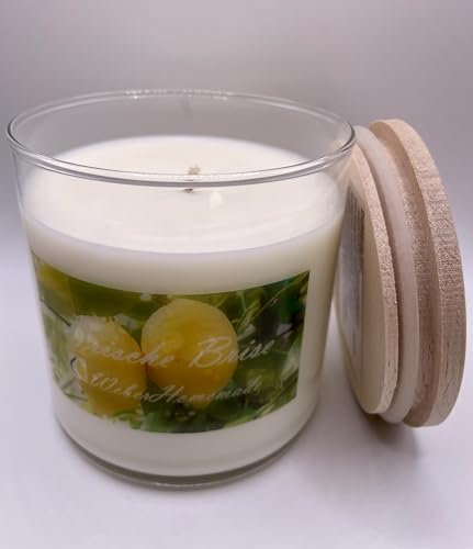 naturliche XXL Duftkerze | Frische Brise | Zitrone Limette, ... | vegane nachhaltige Duftkerze | 70 h Brenndauer | naturreinen ätherischen Ölen | personalisierbar | Sonnenblumenwachs