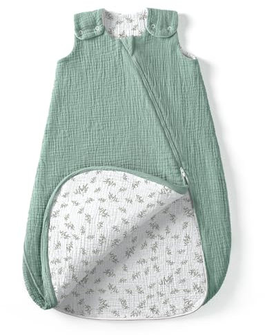 lulumoon Baby Schlafsack für 9-15 Monate: Musselin Schlafsack Baby für Jungen und Mädchen - Baumwolle Babyschlafsack für 80cm Ganzjahres Kinderzimmer