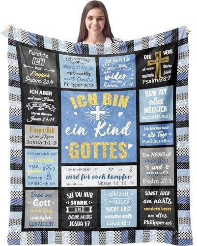 SUOPDH Christliche Geschenke für Männer - Decke mit Bibelversen, Geburtstagsgeschenk für Männer, Geschenke für Freund Bruder Sohn Papa zum Weihnachten Geburtstag, Taufgeschenke Jungen