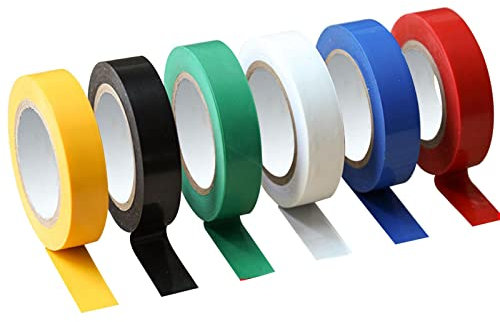 Lot de 6 rubans isolants colorés - 16 mm x 15 m - Ruban électrique coloré - Ruban isolant pour ruban isolant électrique - Étanche - Résistant à la chaleur