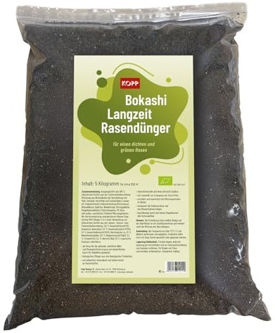 KOPP Bokashi Langzeit- Rasendünger - 5 kg - Effektive Mikroorganismen (EM) - 100 Prozent natürlich - frei von Chemie, sicher für Mensch, Tier und Umwelt - Ganzheitlicher Bodenaufbau