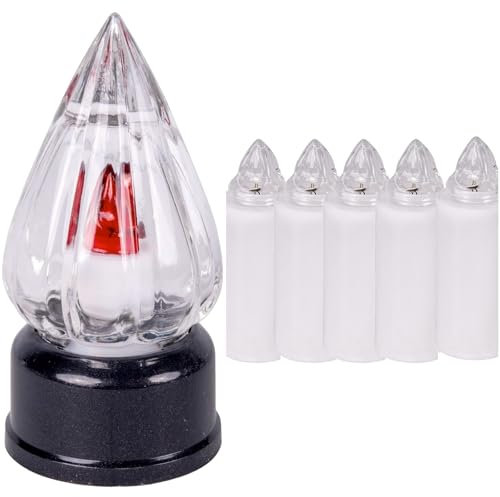 zm market Lumini Cimitero a Batteria LED Stilo Pacis - Candele Elettriche Kit Bianco con Luce Intermittente, Durata 365 Giorni, Materiale Resistente, Facile Installazione, Dimensioni 14.5x7cm