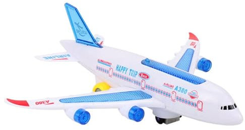 CUTeFiorino Baby Toddler Airplane Vehicle Car Toy Electronic Plane Aircraft Automatic Driving Music Light Kids Birthday Robot (Light Blue, One Size)