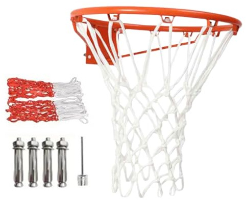 Nbbwwu Korbnetz Outdoor - Basketballkorb mit Allwetter-Netz,Rostbeständiges Basketballsystem Zubehör für Einfahrt Schule Fitnessstudio Scheune