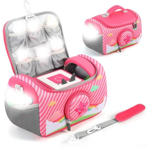 Qualoramall Étui de transport en nylon avec poignée pour lecteur audio Toniebox - 29 x 17 cm - Rose