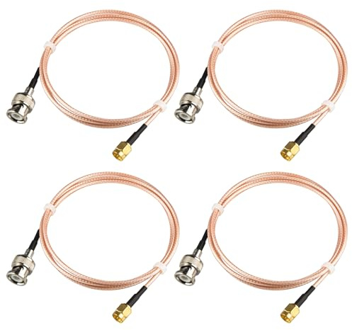 urcianow 4 PCS SMA to BNC Cable 1M RG316 Coax Antenna Lead | RG316 Coaxial Patch Cord, SMA Male to BNC Male, 50Ohm Low Loss, for CB/Ham Radio, Wireless Devices, LAN & RF PVDF Jacket