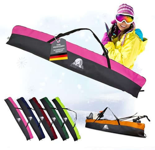 BambiniWelt by Rafael K. Skitasche - wasserdichte Ski-Bag - Ski-Cover mit robusten Reißverschlüssen - Logoprint Skiaufbewahrung mit Tragegriff und Spanngurte - für Ski & Bindung