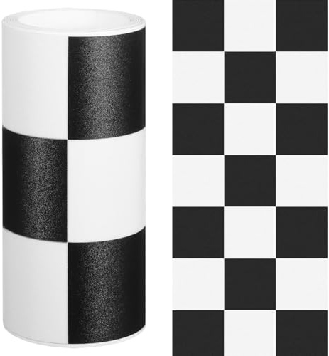 VICASKY Checkered Wall Sticker Border Vinyl Trim Roll for Bathroom Blackboard Notice Board Decoration Waterproof Self Adhesive Skirting Line for Home and Classroom