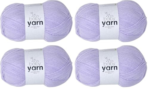 Korbond Baby Yarn Lilac - 2 x 100g Acrylic Wool - Lightweight, Hypoallergenic & Durable Double Knit Crochet Yarn Knitting Wool (Pack of 2)