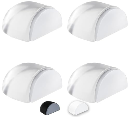 Topes Para Puertas Suelo Pack 4 - Adhesivo Transparente Invisible – Tope Puerta Antigolpes para Hogar u Oficina – Tope De Puerta Funcional – Bloqueador De Puerta Seguro – Sujeta Puertas (Transparente)