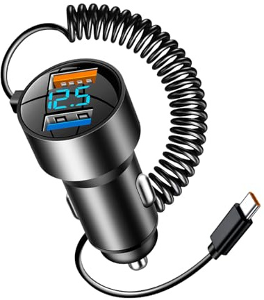 USB C Fast Car Charger,USB C Car Charger,Fast Charging Adapter for PD QC 3.0 | 100W Aluminum Alloy Charger with Cable for Truck SUV Berlin