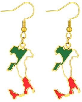 Italienische Karte und Flagge Ohrringe für Frauen, Italien-Ohrringe, Anhänger, Charm, Edelstahl, Karten-Schmuck-Zubehör