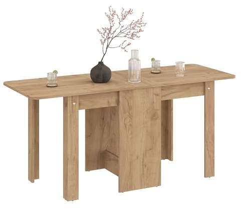 KOMTO Esstisch Klappbar – Klapptisch Honig Eiche, Küchentisch für 2-4 Personen, Ausklappbarer Tisch für kleine Räume | Dining Table MOVA 163 x 60 x 72,6 cm