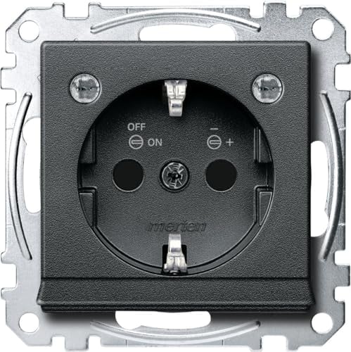 Merten MEG2304-0414 SCHUKO-Steckdose m. Lichtausl. u. LED-Bel.-Modul, BRS, StK, anthrazit, Sys. M