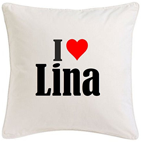 I Love Lina – Dekokissenbezug 40x40 cm Baumwolle – Geschenk Geschenkidee Vintage Industrial