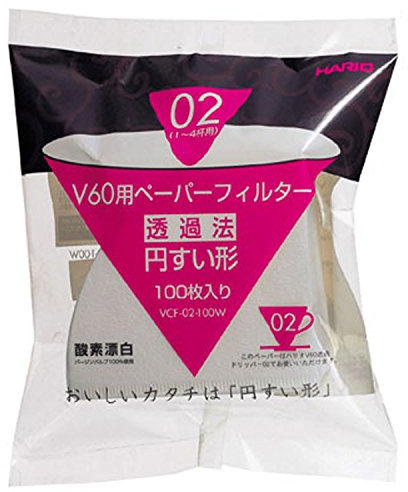 Hario Paper Filter Made in Netherlands/Filter Bags Misarashi Medium for V60-02 (Pack of 100)