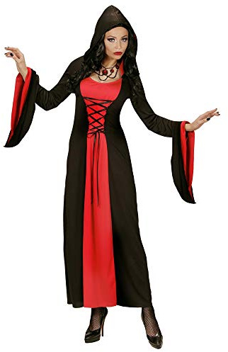 W WIDMANN MILANO Party Fashion - Kostüm Gothic Lady | Kleid mit Kapuze für Vampir-, Hexen- und Dämonenkostüme, Halloween, Karneval, Gothic Events