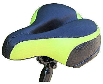 VEQSKING Fahrradsattel Gel Breit Damen Bequem Safety Sattel MTB Feder und Dämpfungs (Schwarz Grün)