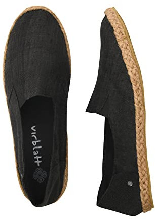 virblatt - Espadrilles Herren | 100% Hanf | Sommerschuhe Herren Espandrillos Slipper Stoffschuhe Freizeitschuhe Leinenschuhe Hippie Slip on Leinenschuhe Hippie Slip on - Bequem 44 schwarz