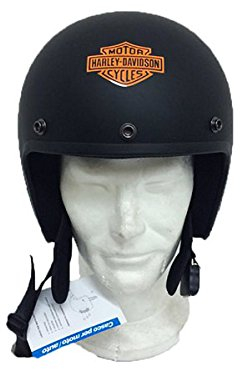 Offener Jethelm für Motorrad, klein, leicht, Homologierung, mattes Schwarz, Logo, Aufkleber Harley Davidson Größe XS