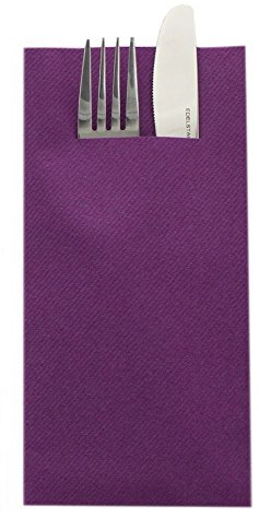 Sovie HOME Besteckserviette in AUBERGINE aus Linclass Airlaid, 40 x 40cm, 1/8 Falz, 12 Stück, elegante Airlaid-Servietten mit integrierter Bestecktasche