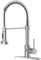 OWOFAN Grifo de cocina con rociador extraíble, níquel cepillado, acero inoxidable, una sola manija, grifos de fregadero de resorte, 1 agujero o 3 agujeros, doble función para granja, cámper,