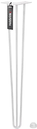 HOLZBRINK 1x Pied de Table en Acier Hairpin, Triple Barre, Pied de Meuble Épingle, Hauteur : 60 cm, Couleur : Blanc Signalisation, HLT-13A-60-9016