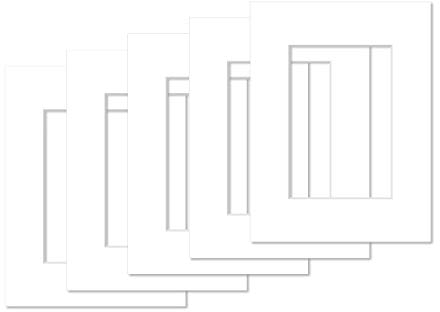 AlphaUVplus - 5 Stück - Passepartouts in Museumsqualität - Reinweiß - Außengröße: 50x70cm / für Foto: DIN A2