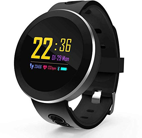LINGKY Reloj Inteligente con Monitorización del Ritmo Cardíaco y Presión Arterial, GPS Impermeable IP68, Negro