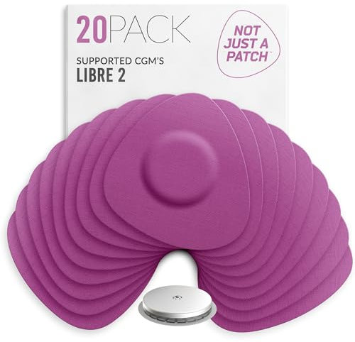 Not Just A Patch Freestyle Libre 2 Sensor Covers (20 Pack) Lingo CGM Patches for Freestyle Libre 2 - Water Resistant & Durable for 10-14 Days - Purple