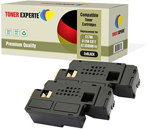 TONER EXPERTE 2er Pack Schwarz Premium Toner kompatibel zu C13S050614 für Epson AcuLaser C1750N, C1750W, CX17NF, CX17WF, C1700, C1750, CX17
