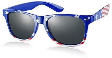 Komonee Blue USA Flag Drifter Sunglasses Classic Style Retro Sun Shades Eye Glasses UV400 Protection Unisex For Men Women Golf Cycling Sports Fishing Travel
