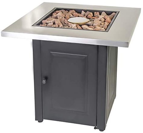 ACTIVA Merida Gas Feuerstelle Gasfeuerstelle Edelstahl inkl. Lavasteine 12,5 kW Terrasse Garten Kamin Outdoor Gas Feuertisch Gas Terrassenfeuer Feuertisch Outdoor Feuerstelle Gas Outdoor