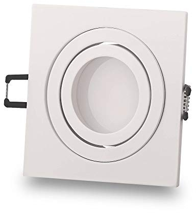 LED Einbaustrahler eckig weiß 7 Watt warmweiß 230V flach - GU10 Einbauleuchte schwenkbar aus Aluminium - 80mm Bohrloch Einbau-Spot Decken-Strahler