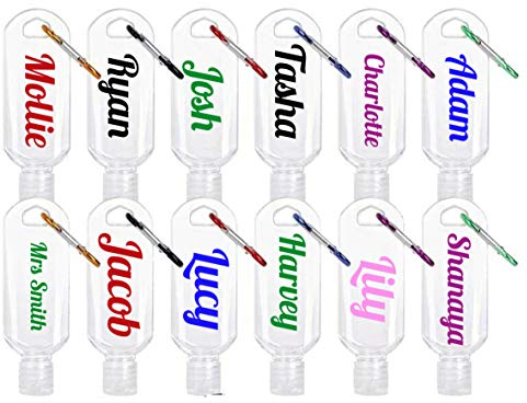 Personalised Empty Travel Bottle, Portable Sanitizer Containers,Refillable Travel Mini Bottle Flip Cap with Carabiner Keychain for School,Tour, Outdoor Activities