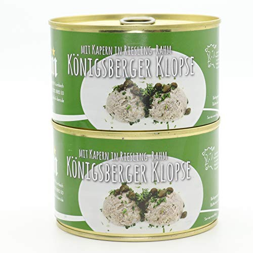 2 x Konserve - Königsberger Klopse vom Milchkalb mit Kapern in weisser Riesling Rahm Soße 400g Dose