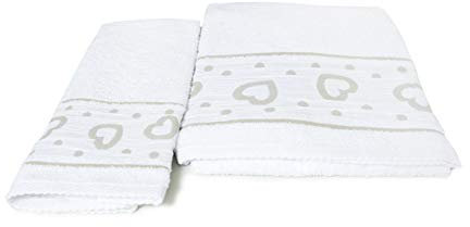 BiancheriaWeb Handtuch-Set Copiola Badetuch aus Frottee, 100 % Baumwolle, Modell Amore Weiß