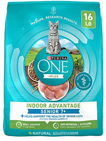 Purina ONE High Protein, Natural Senior Dry Cat Food, Indoor Advantage Senior+ - 16 lb. Bag