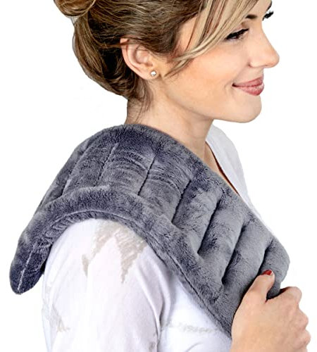 Mikrowellengeeignetes Wärmekissen für Nacken- und Schulterschmerzen – kleines feuchtes Heizkissen 15,2 x 40,6 cm – Leinsamen-Weizenbeutel für Krämpfe, Muskelschmerzen und Stressabbau