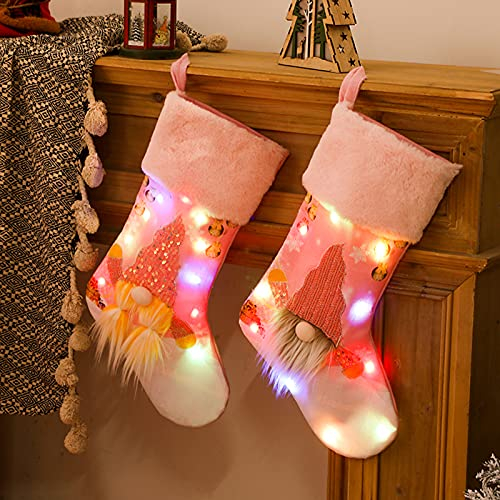 2stück Weihnachtssocken Weihnachtsstrumpf Nikolausstrumpf Mit Lichtern Lichterkette Weihnachten Deko Kamin Nikolausstiefel Geschenkbeutel Weihnachtsbaumschmuck Weihnachtsdekoration Geschenke Bastelset