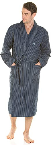 Haigman 100% Cotton Dressing Gown 7396 Navy Stripe XL